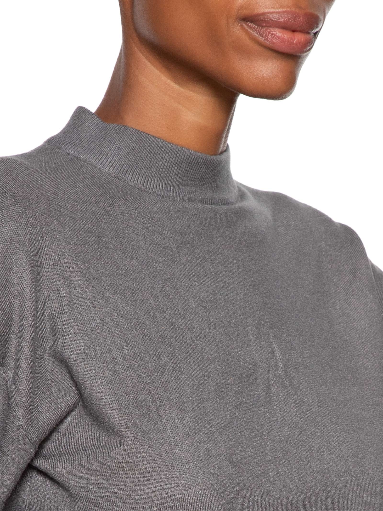 Blusa Feminina Manga Bufante Em Tricot Cinza '2Essential