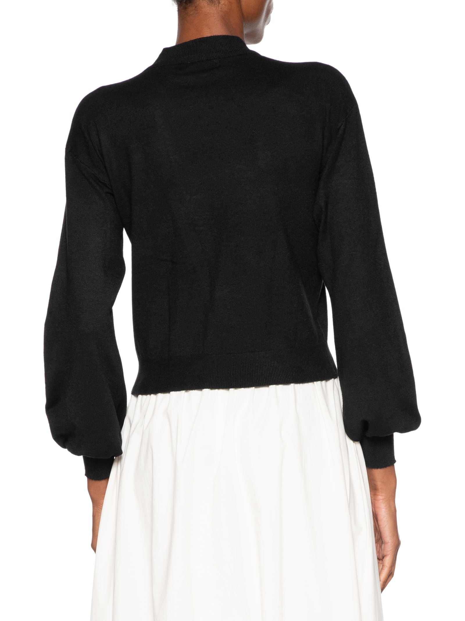 Blusa Feminina Manga Bufante Em Tricot Preto '2Essential