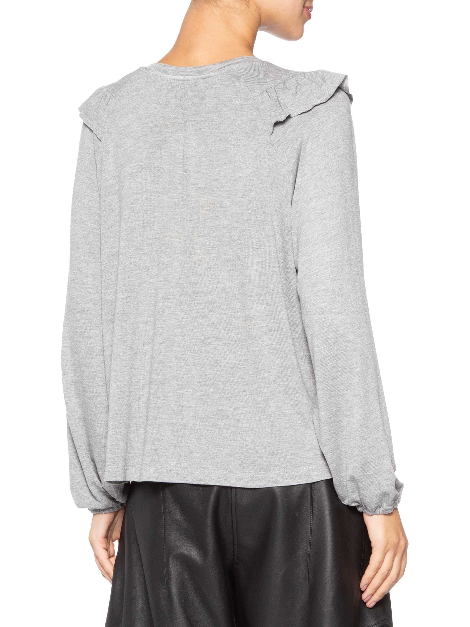 Blusa Feminina Manga Comprida Babado Mescla Cinza Animale