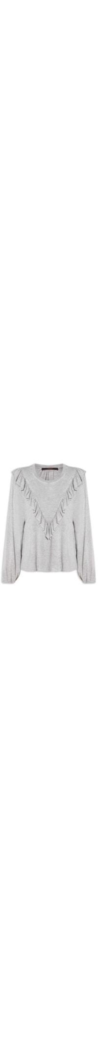 Blusa Feminina Manga Comprida Babado Mescla - Cinza