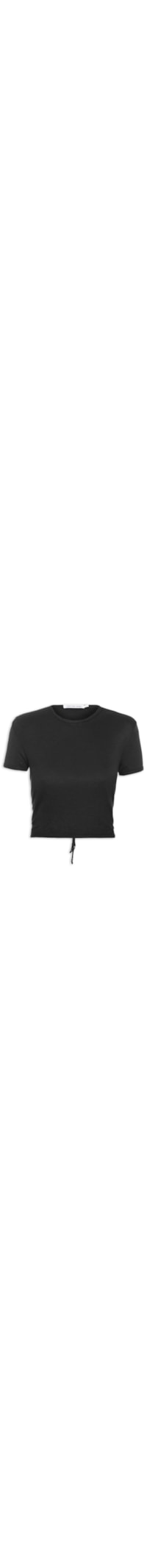 Blusa Feminina Manga Curta Amarração Costas Ribana - Preto