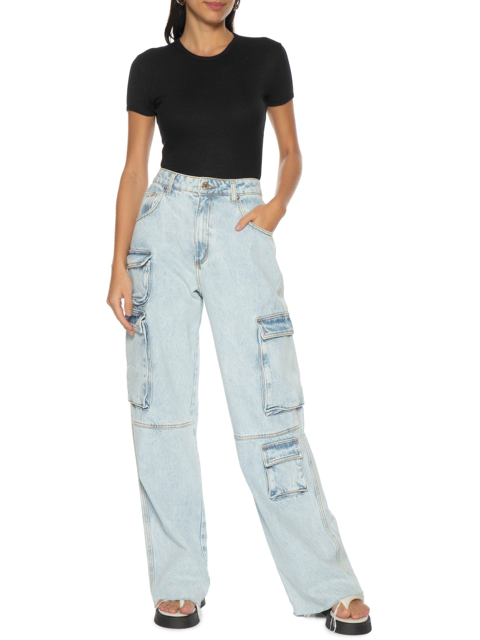 Blusa Feminina Manga Curta Amarração Costas Ribana Preto Calvin Klein Jeans