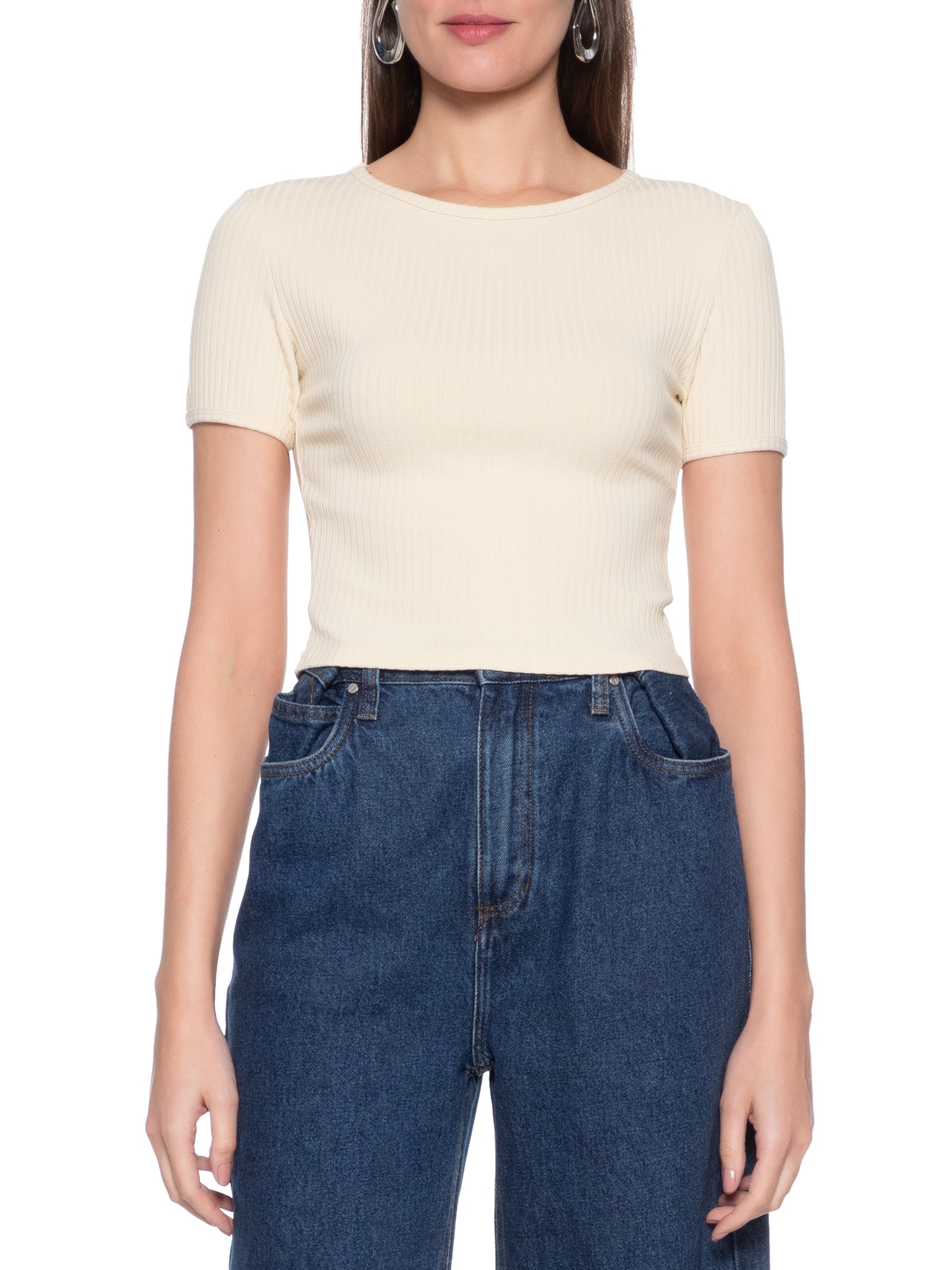 Blusa Feminina Manga Curta Bege My Favorite Things