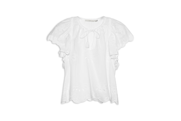 Blusa Feminina Manga Curta Bordado Lotus - Branco