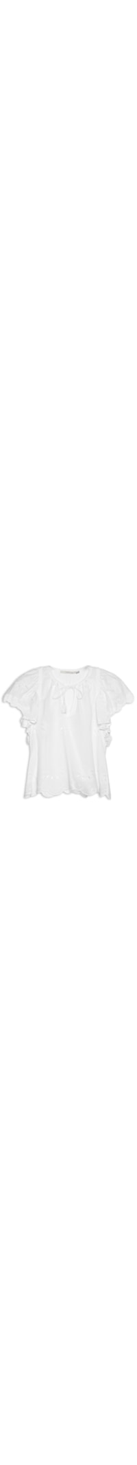Blusa Feminina Manga Curta Bordado Lotus - Branco