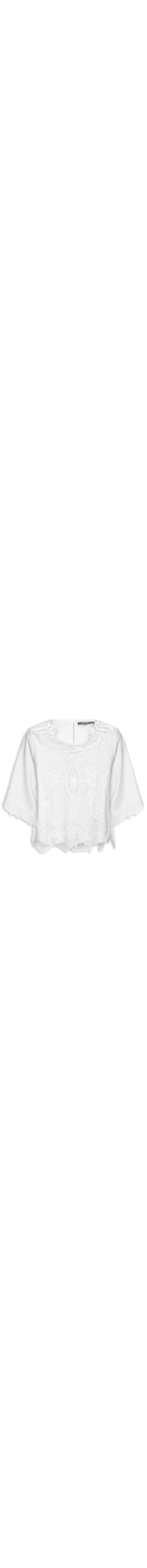 Blusa Feminina Manga Curta Bordado Richelieu - Branco