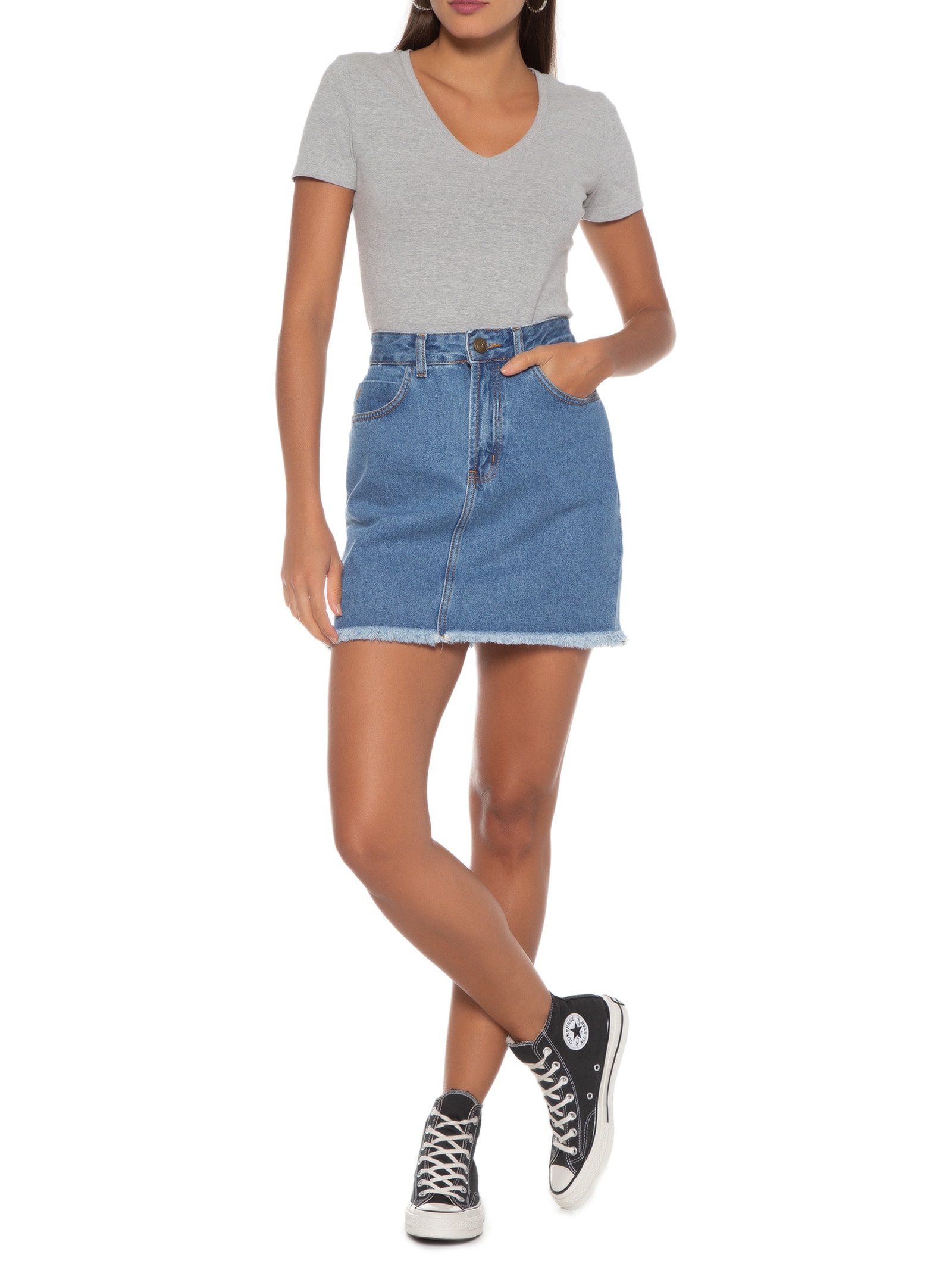 Blusa Feminina Manga Curta Cinza Hering