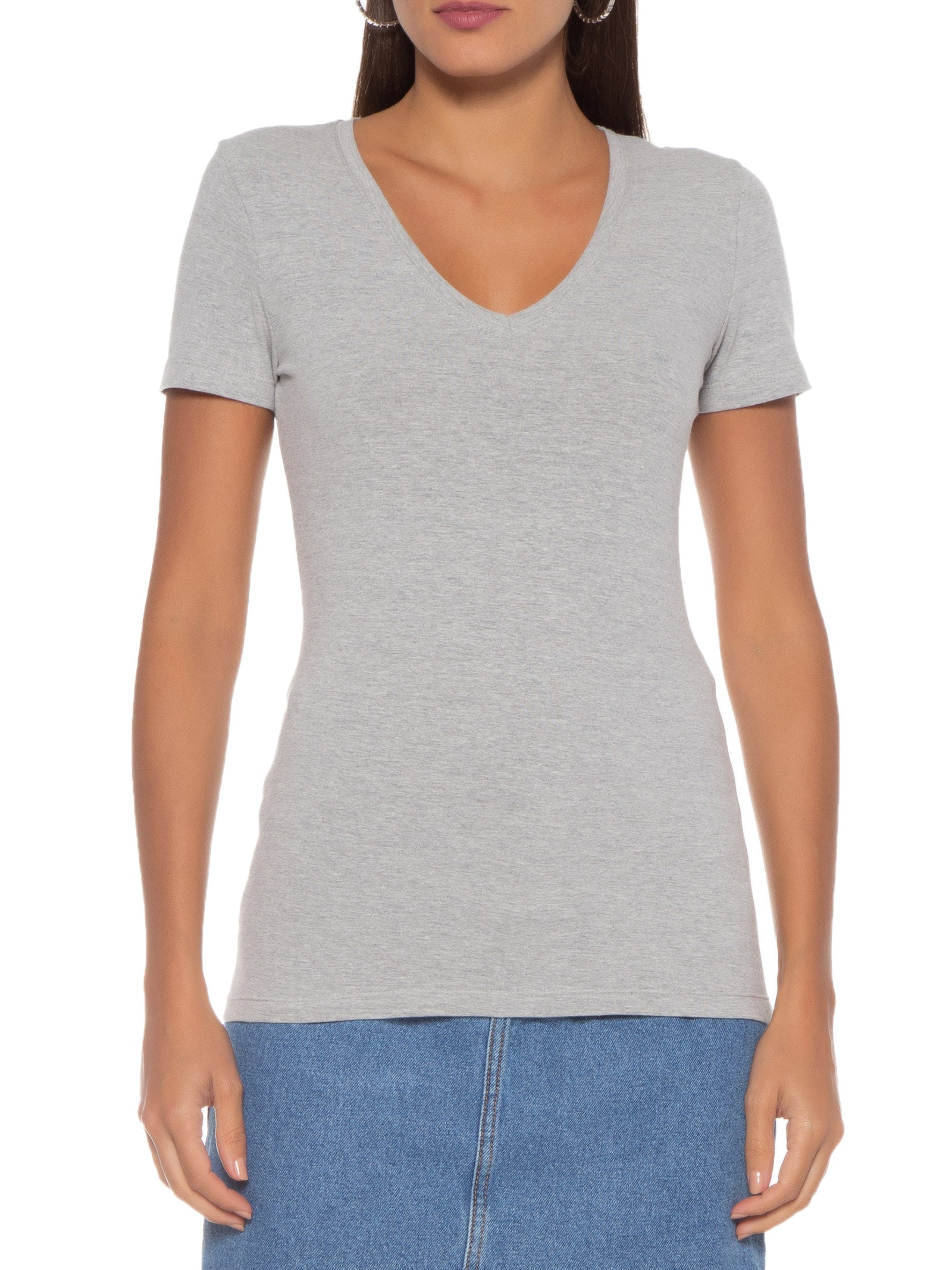 Blusa Feminina Manga Curta Cinza Hering