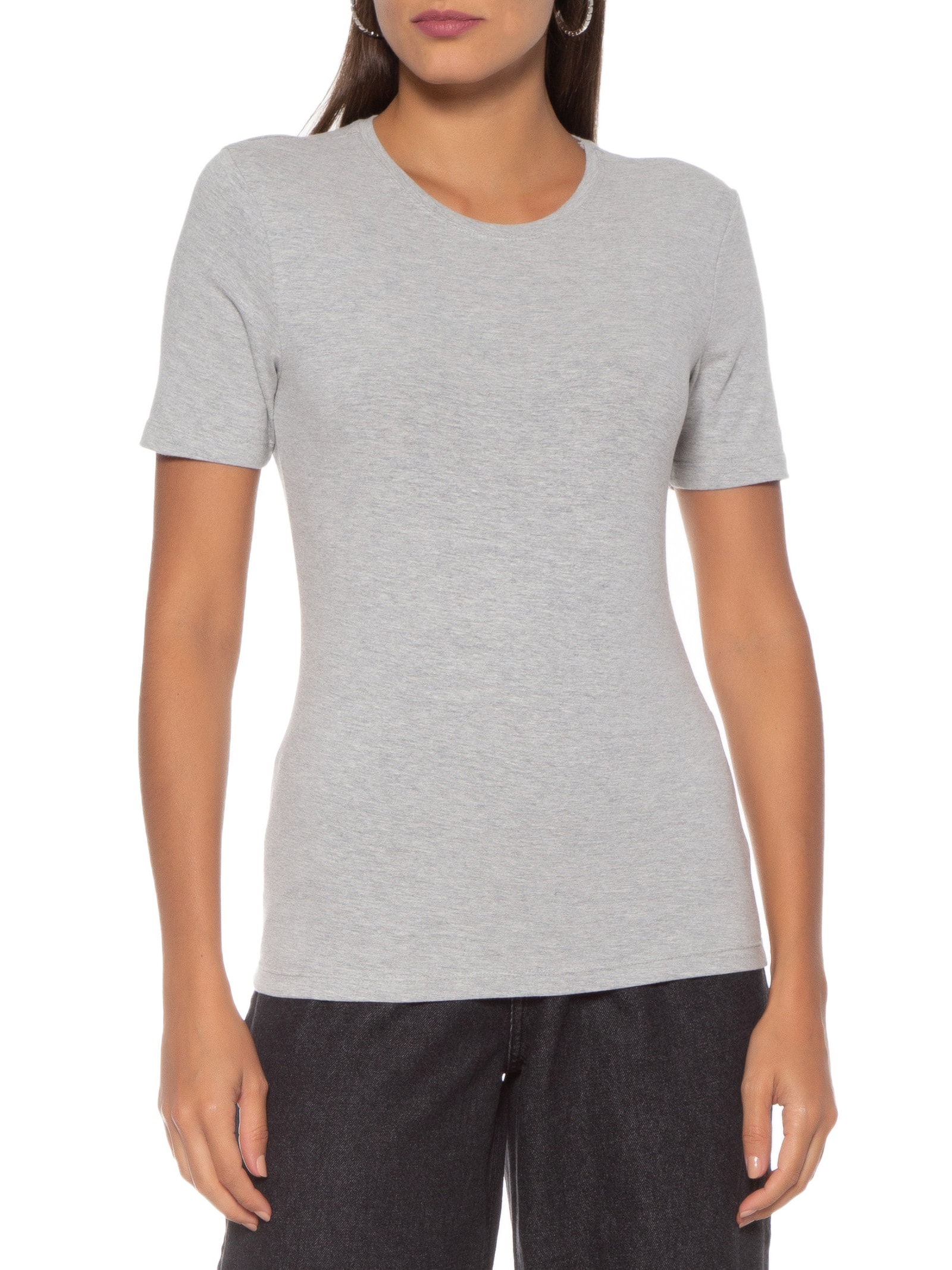 Blusa Feminina Manga Curta Cinza Hering