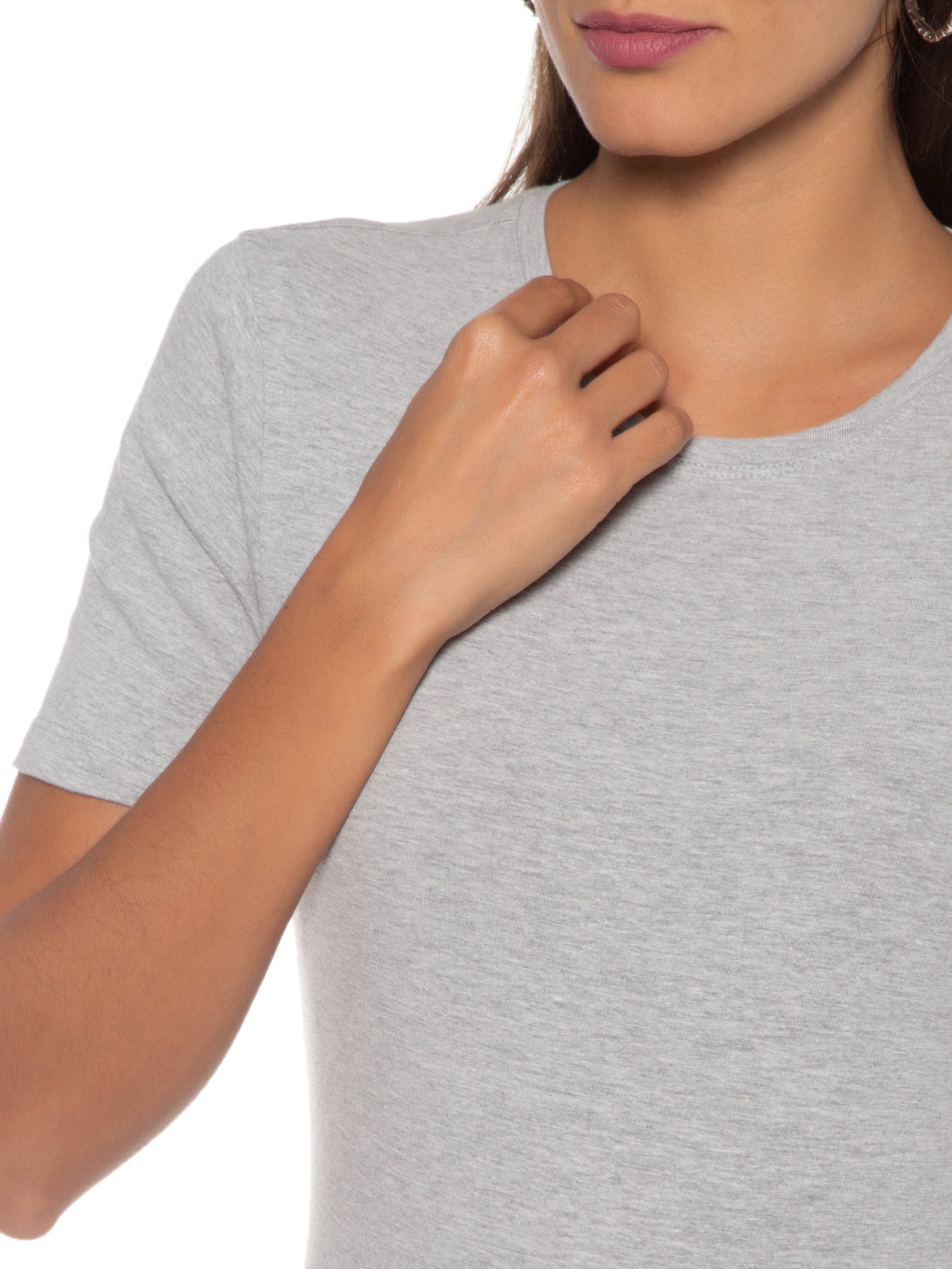 Blusa Feminina Manga Curta Cinza Hering