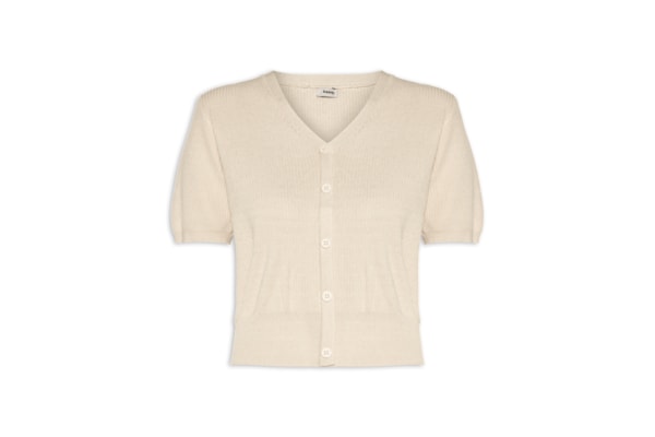 Blusa Feminina Manga Curta Com Botões - Off White