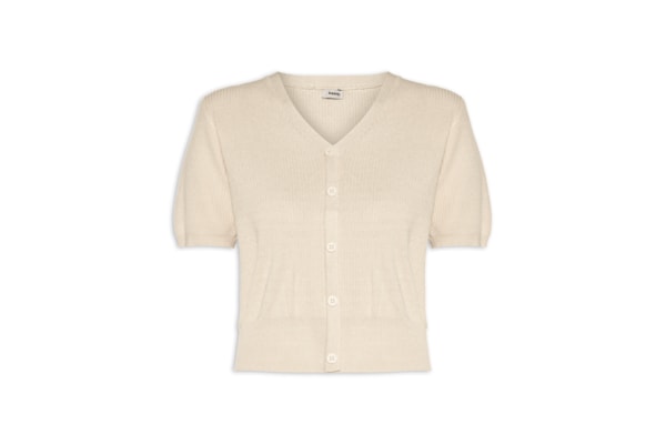 Blusa Feminina Manga Curta Com Botões - Off White
