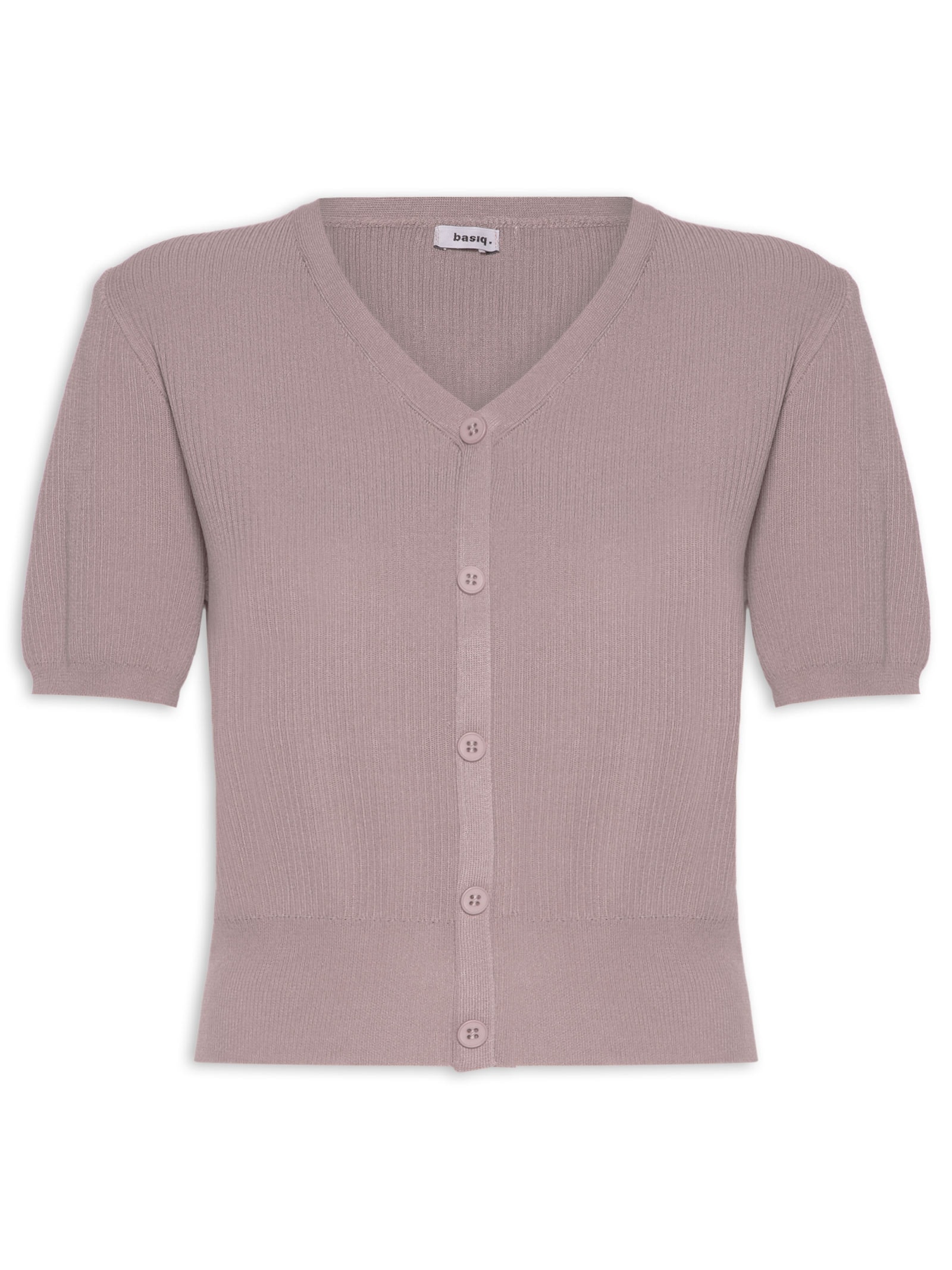 Blusa Feminina Manga Curta Com Botões Rosa Basiq
