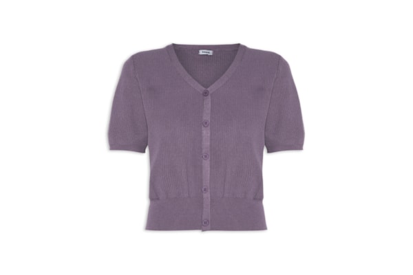 Blusa Feminina Manga Curta Com Botões - Roxo