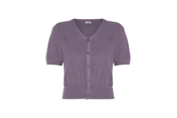 Blusa Feminina Manga Curta Com Botões - Roxo