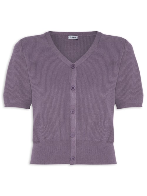 Blusa Feminina Manga Curta Com Botões - Roxo