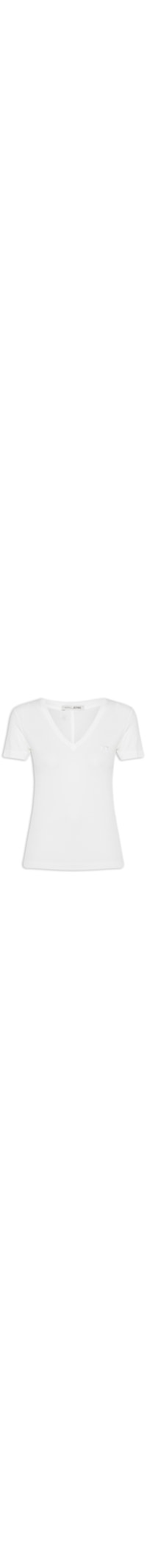 Blusa Feminina Manga Curta Decote V Basic - Branco