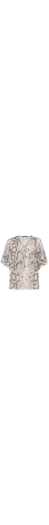 Blusa Feminina Manga Curta Decote V Estampa Snake Skin - Animal Print