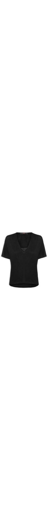 Blusa Feminina Manga Curta Decote V - Preto