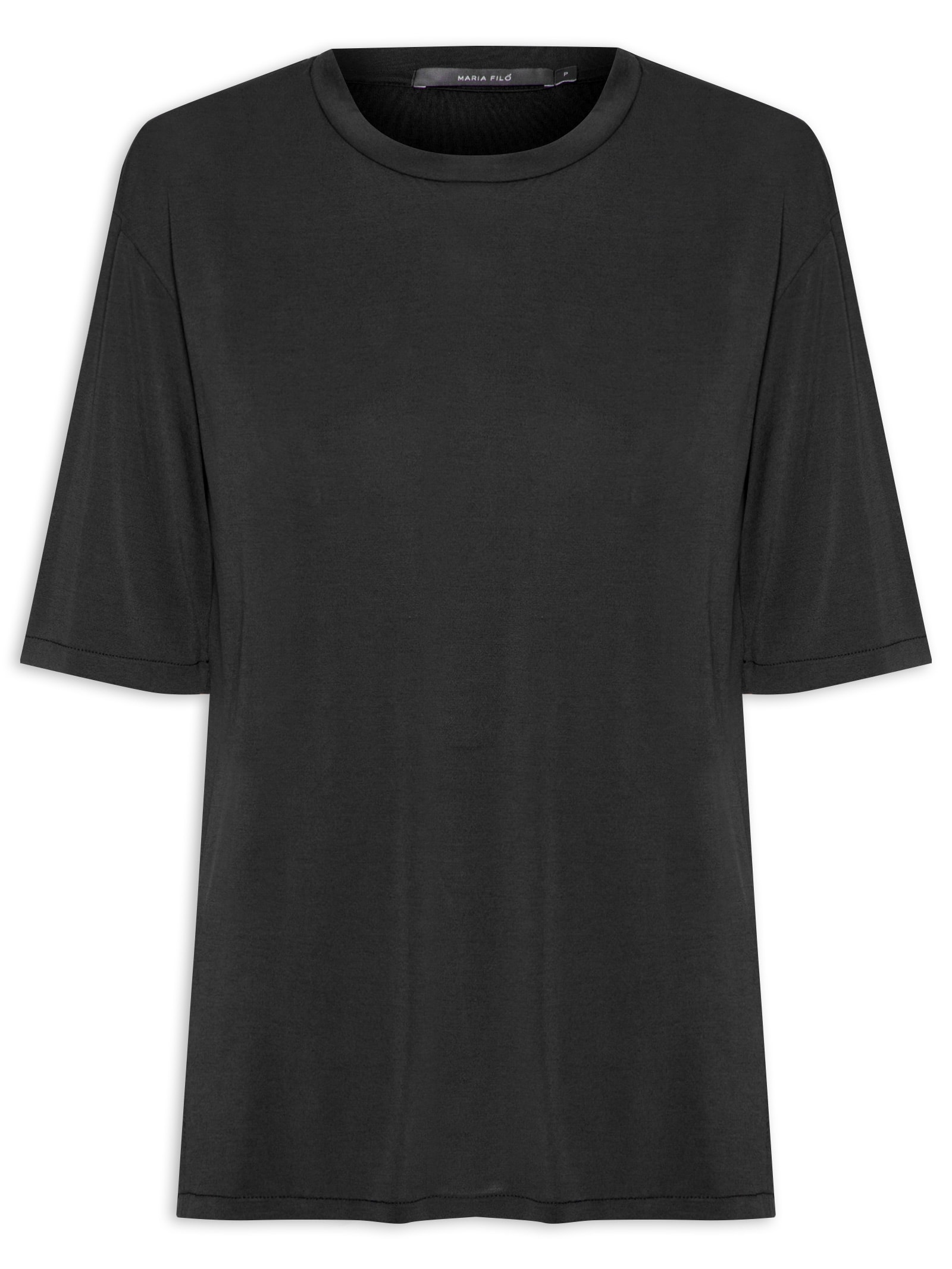 Blusa Feminina Manga Curta Descolada Preto Maria Filó