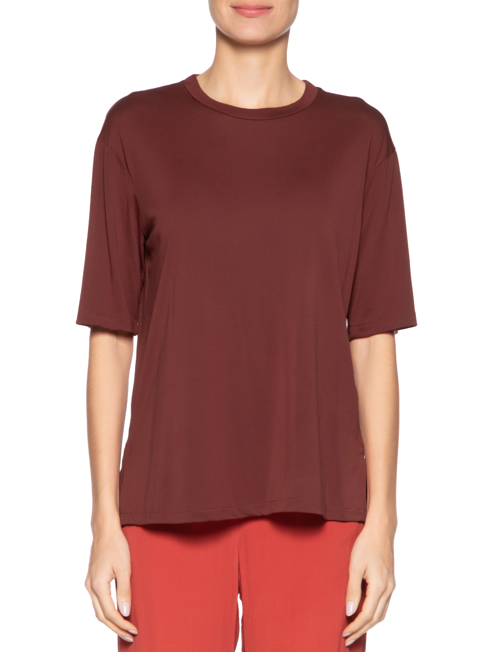 Blusa Feminina Manga Curta Deslocado Vinho Maria Filó