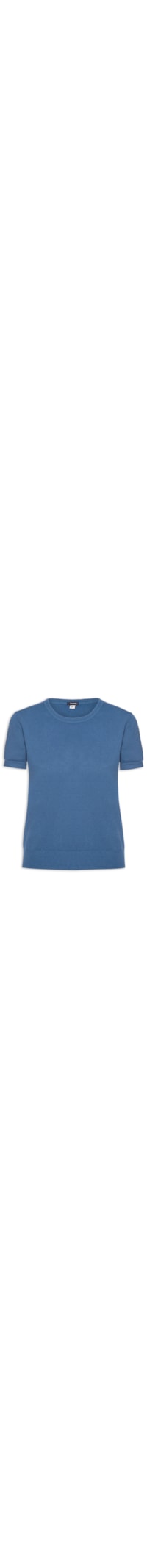 Blusa Feminina Manga Curta Em Tricot - Azul