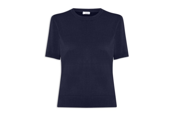 Blusa Feminina Manga Curta em Tricot - Azul