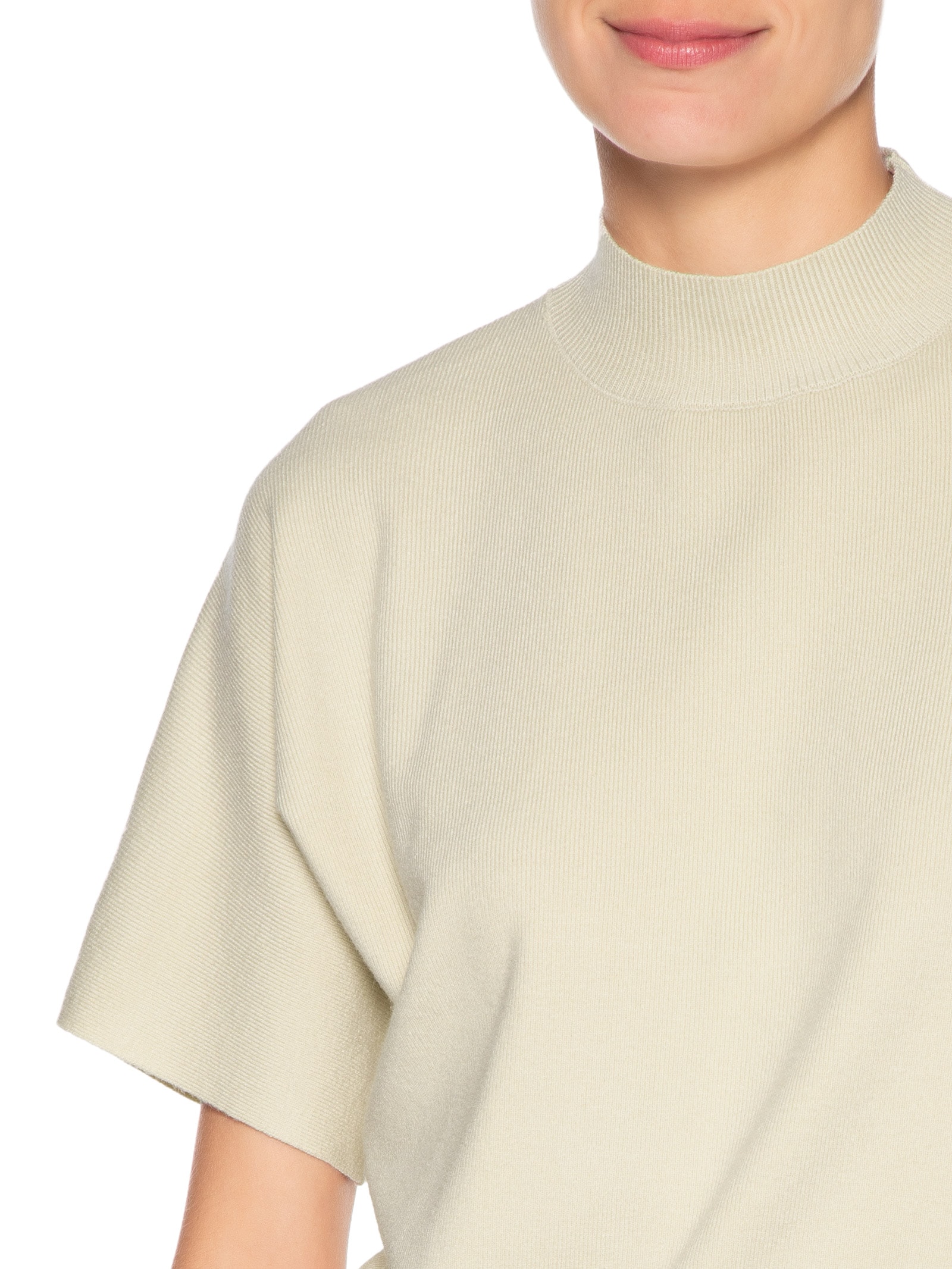 Blusa Feminina Manga Curta Em Tricot Bege '2Essential