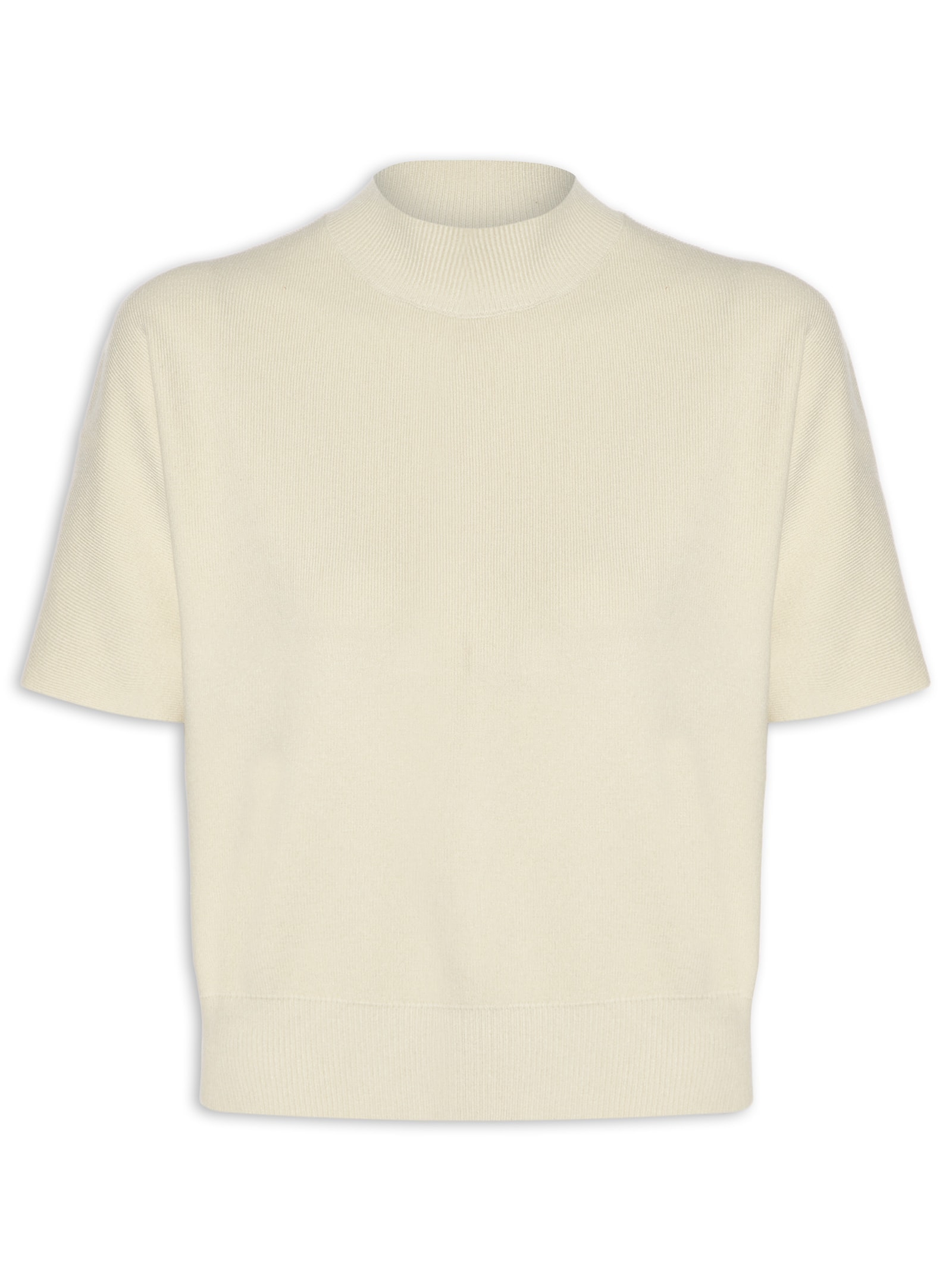 Blusa Feminina Manga Curta Em Tricot Bege '2Essential