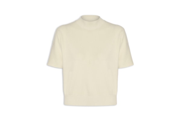 Blusa Feminina Manga Curta Em Tricot - Bege