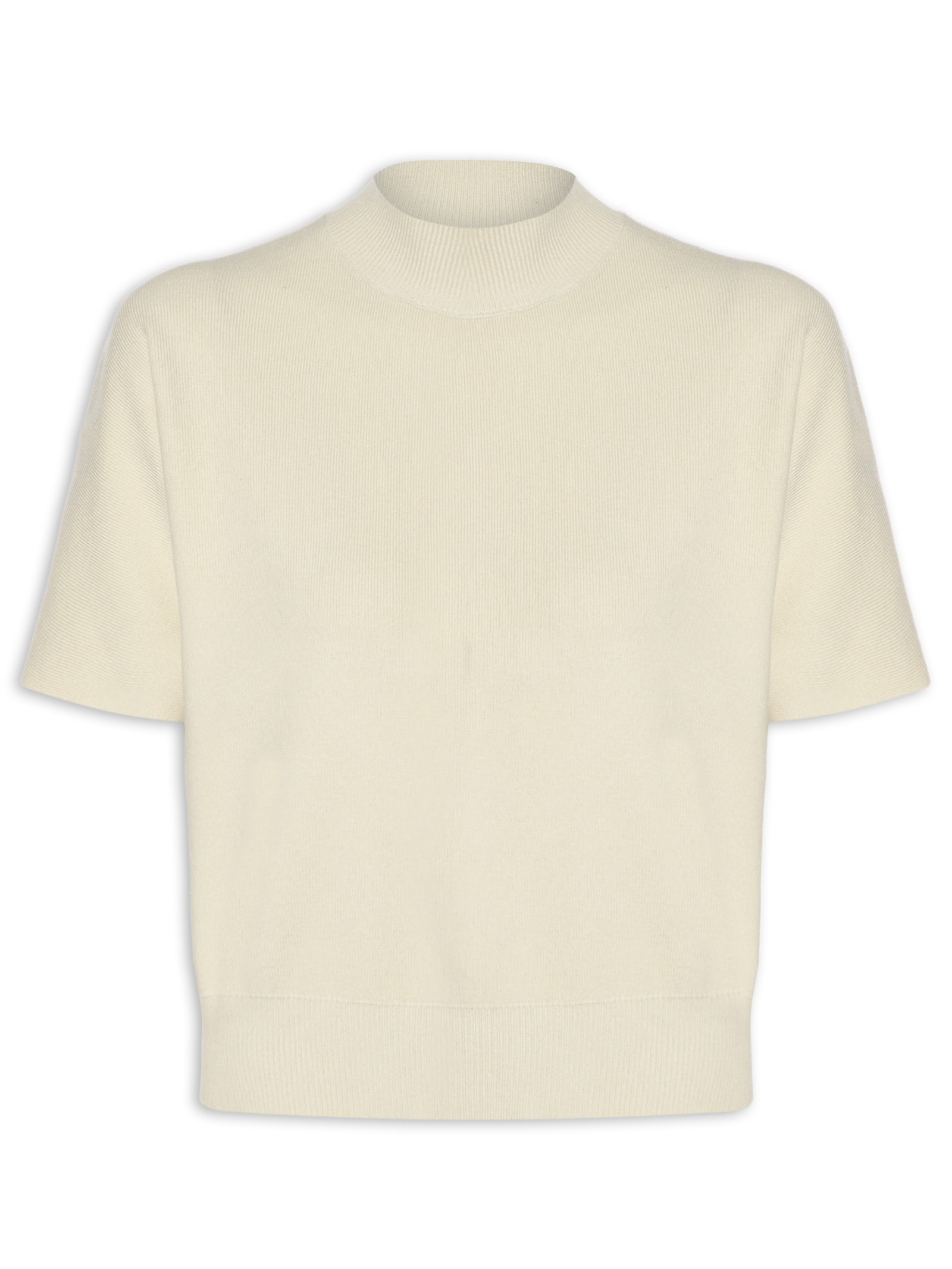 Blusa Feminina Manga Curta Em Tricot Bege '2Essential