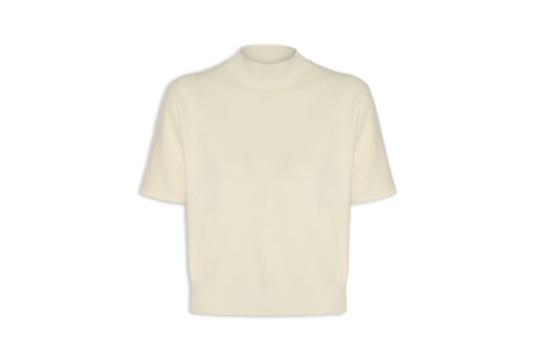 Blusa Feminina Manga Curta Em Tricot - Bege