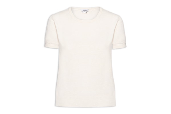 Blusa Feminina Manga Curta Em Tricot - Bege