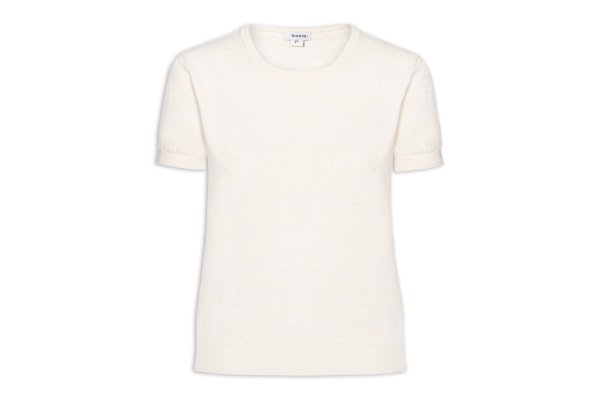 Blusa Feminina Manga Curta Em Tricot - Bege