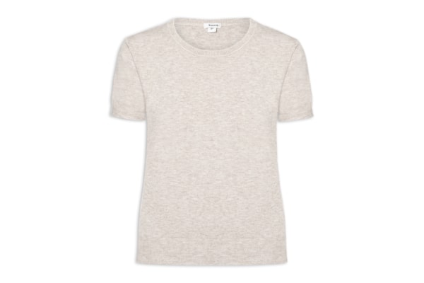 Blusa Feminina Manga Curta Em Tricot - Bege
