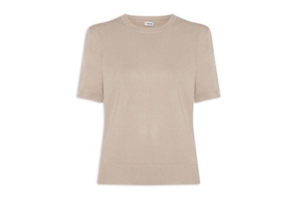 Blusa Feminina Manga Curta em Tricot - Bege