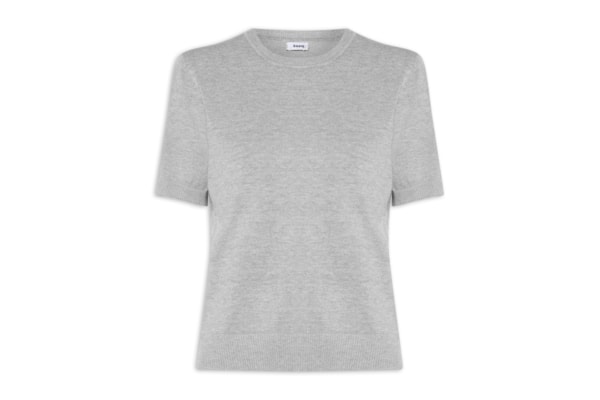 Blusa Feminina Manga Curta em Tricot - Cinza