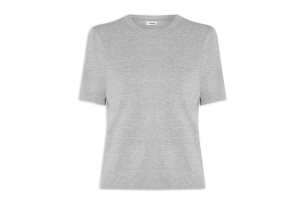 Blusa Feminina Manga Curta em Tricot - Cinza