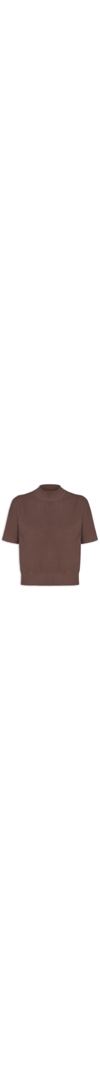 Blusa Feminina Manga Curta Em Tricot - Marrom