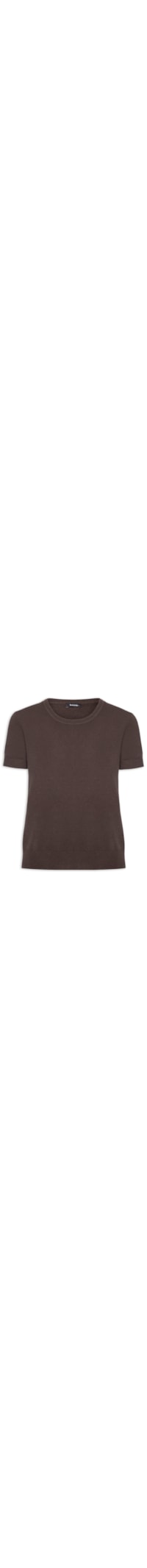 Blusa Feminina Manga Curta Em Tricot - Marrom