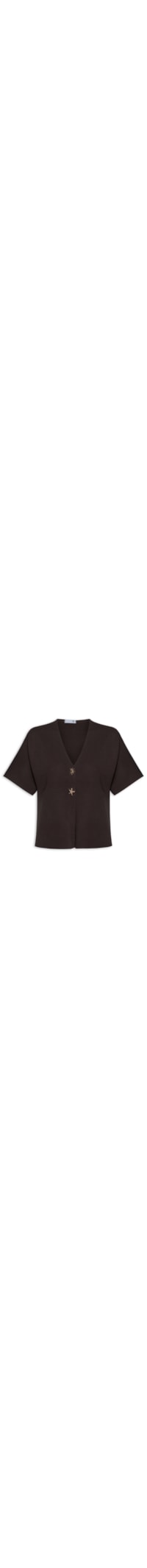 Blusa Feminina Manga Curta Em Tricot - Marrom