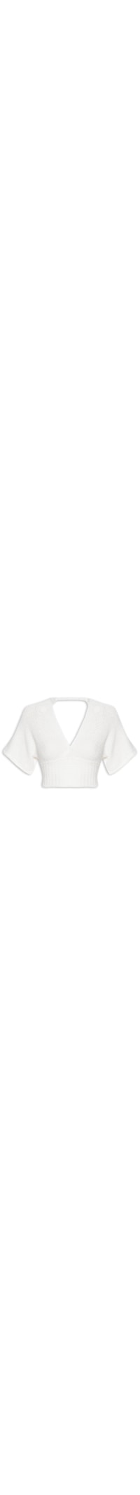 Blusa Feminina Manga Curta Em Tricot - Off White
