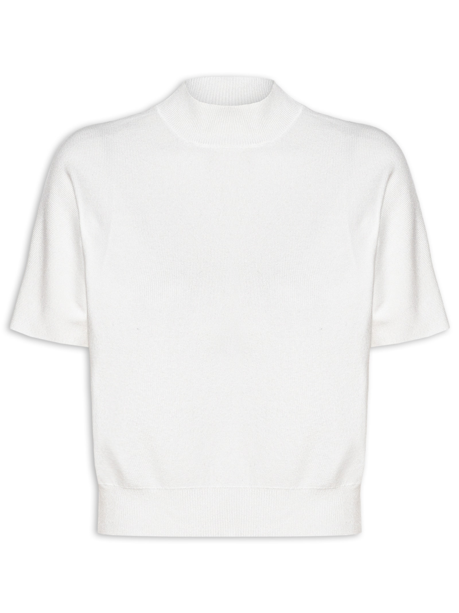 Blusa Feminina Manga Curta Em Tricot Off White '2Essential