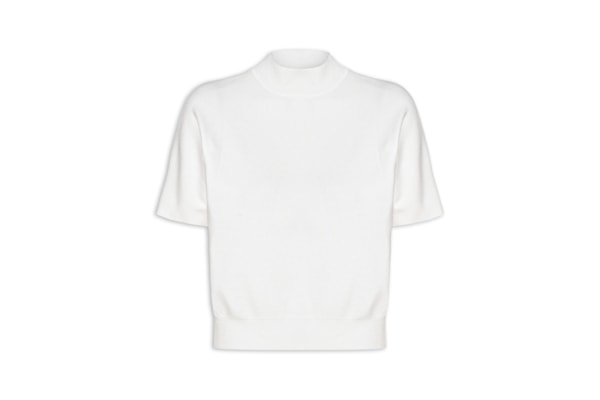 Blusa Feminina Manga Curta Em Tricot - Off White