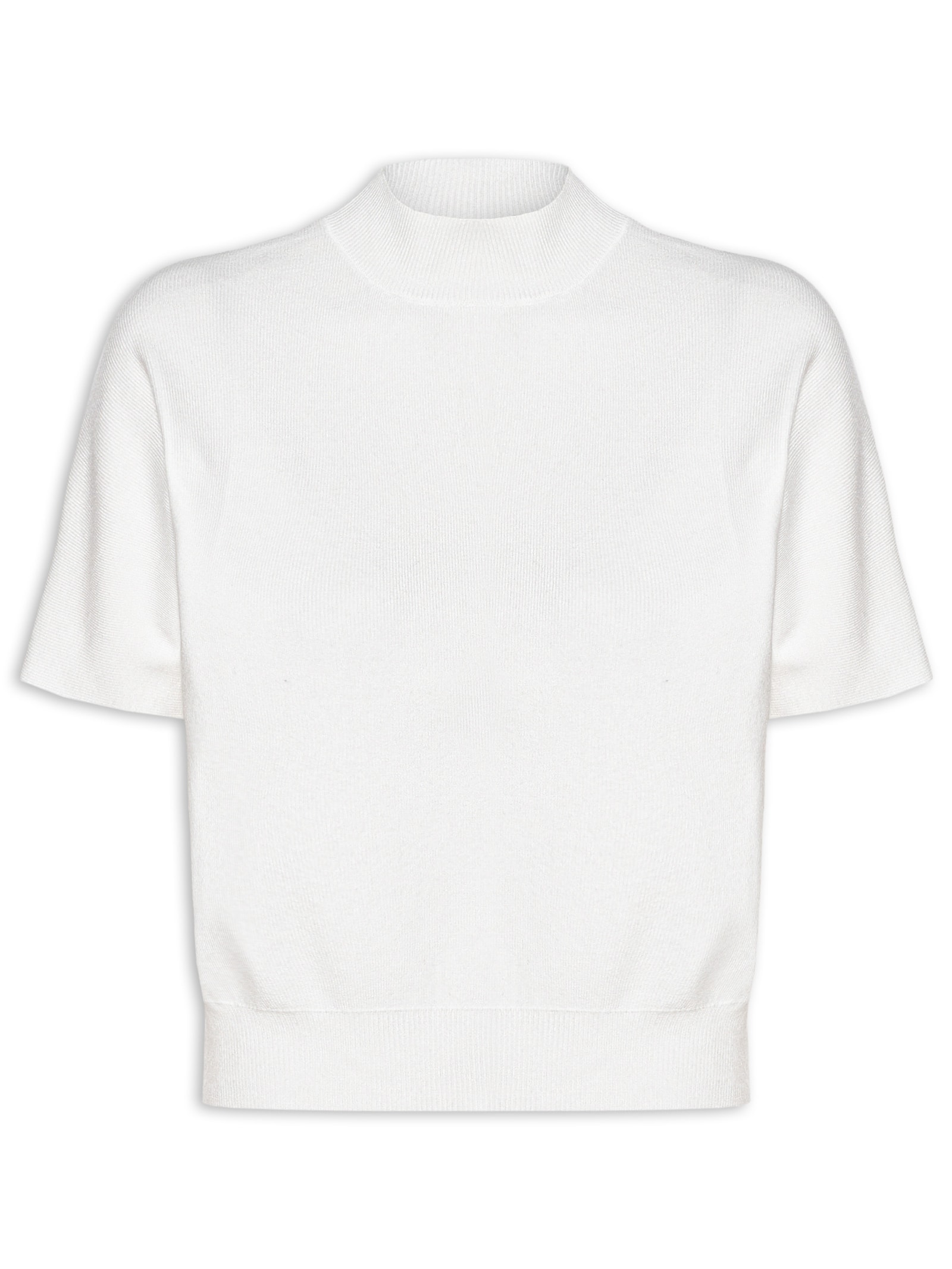 Blusa Feminina Manga Curta Em Tricot Off White '2Essential