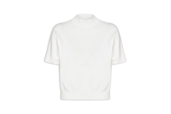 Blusa Feminina Manga Curta Em Tricot - Off White