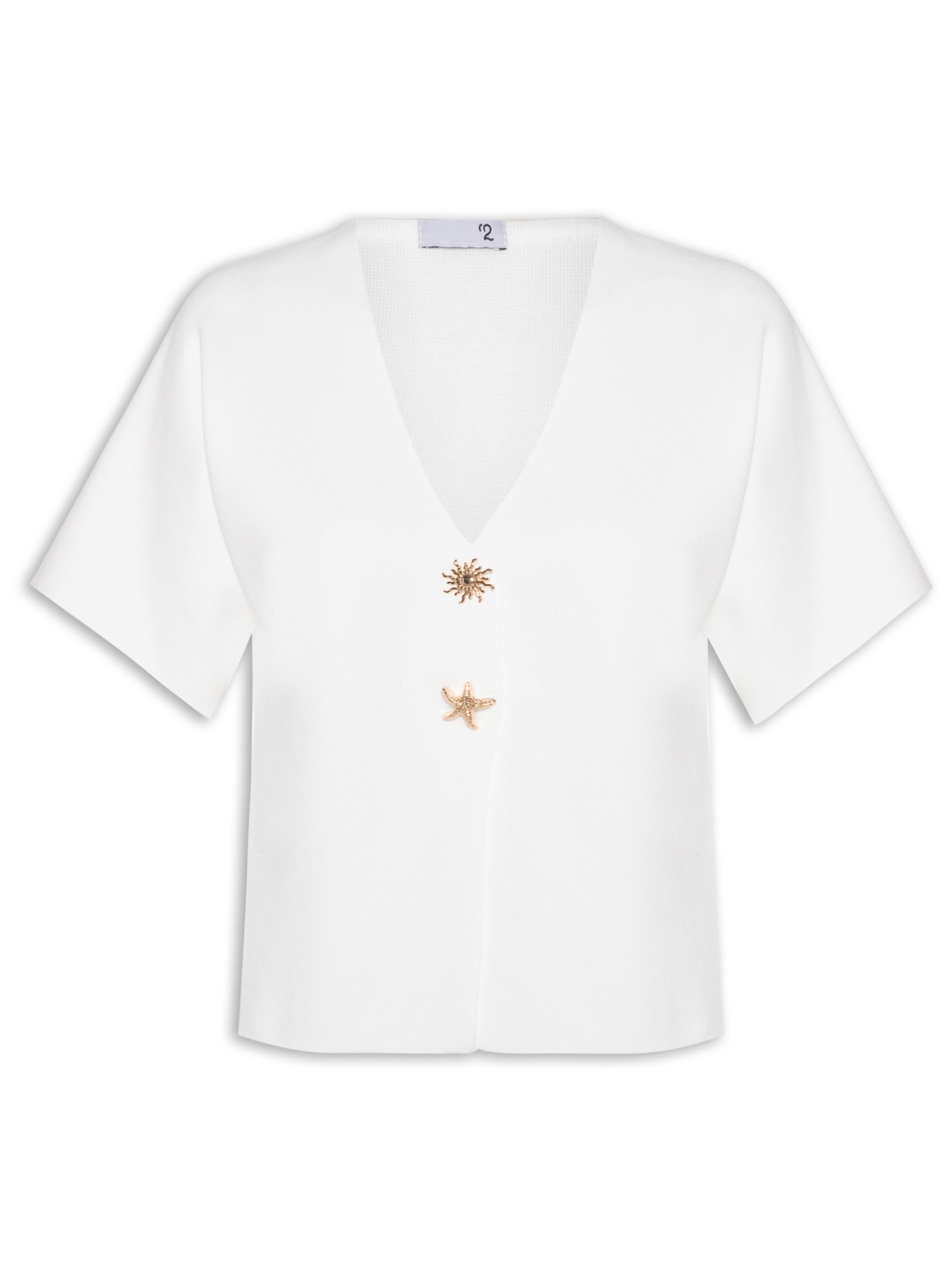 Blusa Feminina Manga Curta Em Tricot Off White '2Essential