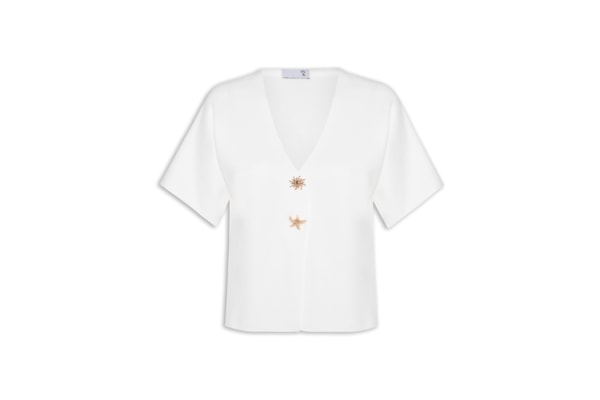 Blusa Feminina Manga Curta Em Tricot - Off White