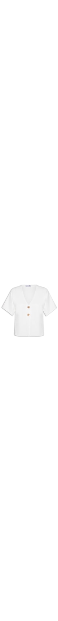 Blusa Feminina Manga Curta Em Tricot - Off White