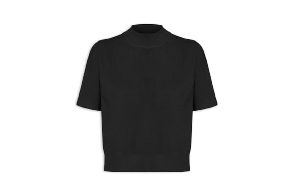 Blusa Feminina Manga Curta Em Tricot - Preto